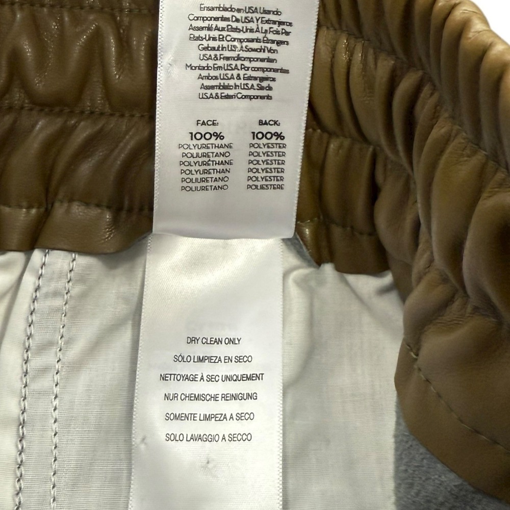 NEW Mother The Rambler Lounger Ankle Pants Size L Faux Leather Tan Olive Green - Picture 9 of 9